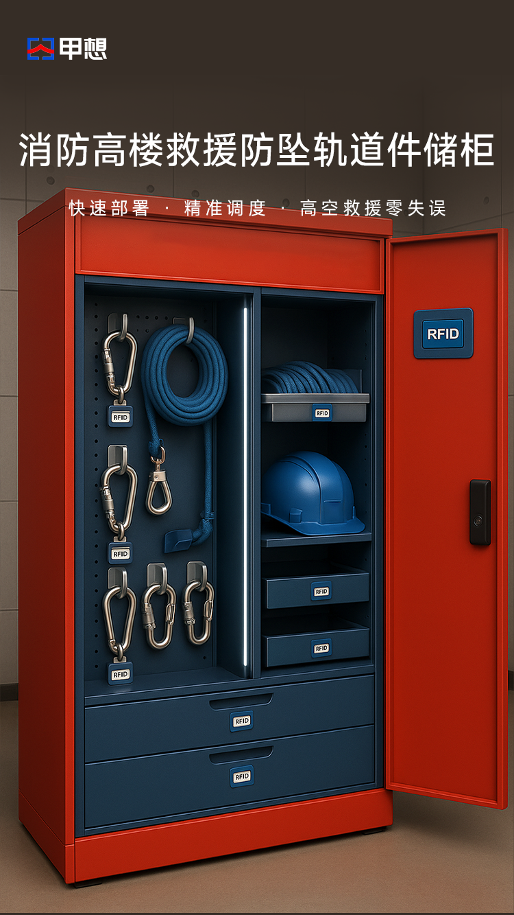 高楼救援防坠轨道件储柜
